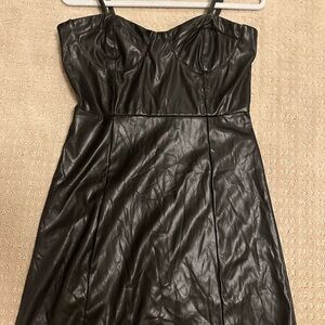 Chic Black Faux Leather Dress